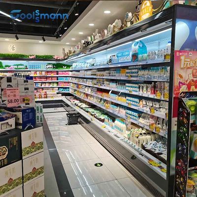 Van de LEIDENE Open van de het Fruitgroente Showcase Koeler Supermarkt van het de Luchtgordijn de Vertoningskabinet